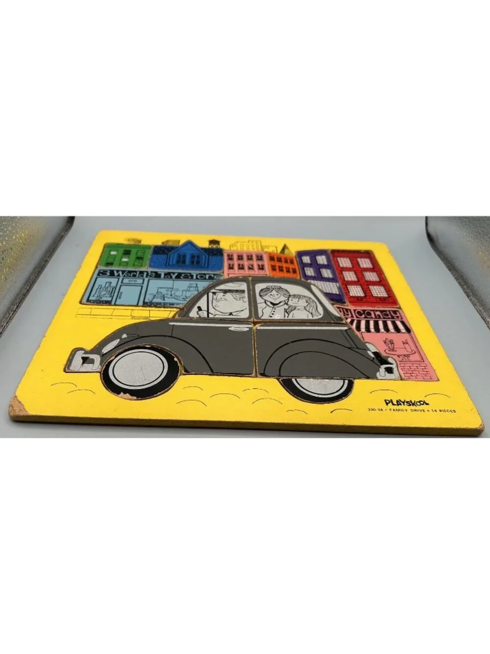 Vintage Playskool 330-34 “Family Drive” Wooden Puzzle